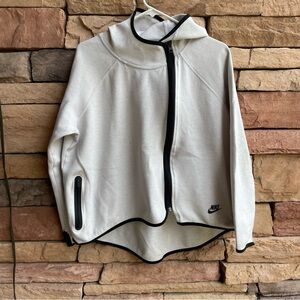 Nike light gay black trim zip hoodie sweatshirt Women Large EUC